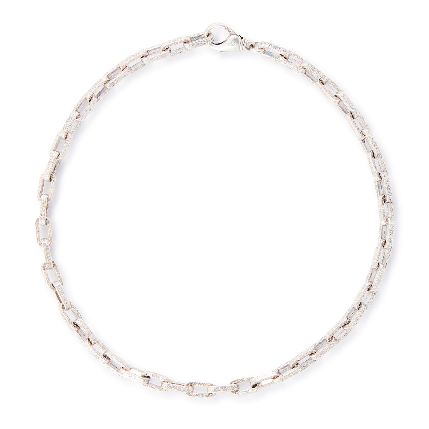 Chunky vintage textured sterling silver paperclip-link unisex chain with a large dog-clip clasp.