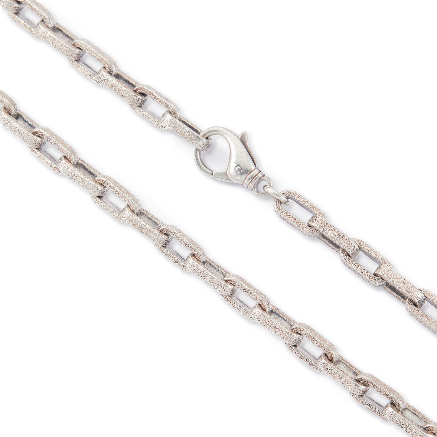 Chunky vintage textured sterling silver paperclip-link unisex chain with a large dog-clip clasp.