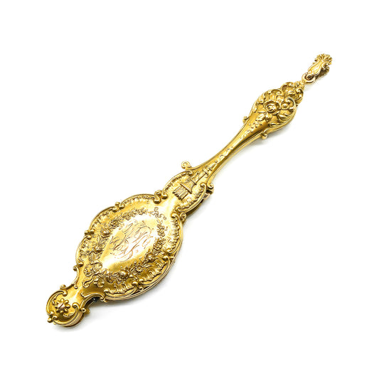 Gorgeous 15ct yellow gold Victorian lorgnette with an 18ct yellow gold bloom.