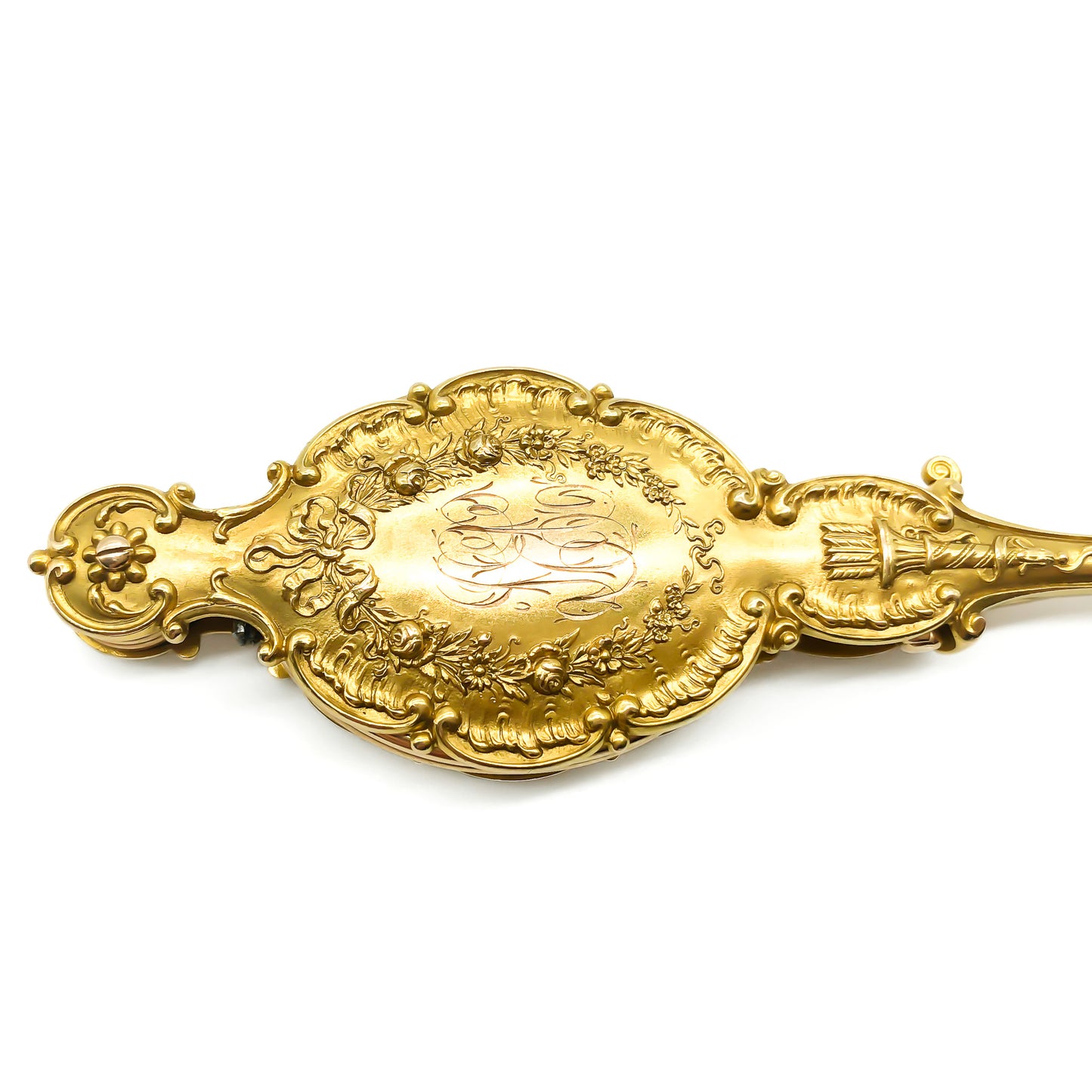 Gorgeous 15ct yellow gold Victorian lorgnette with an 18ct yellow gold bloom.