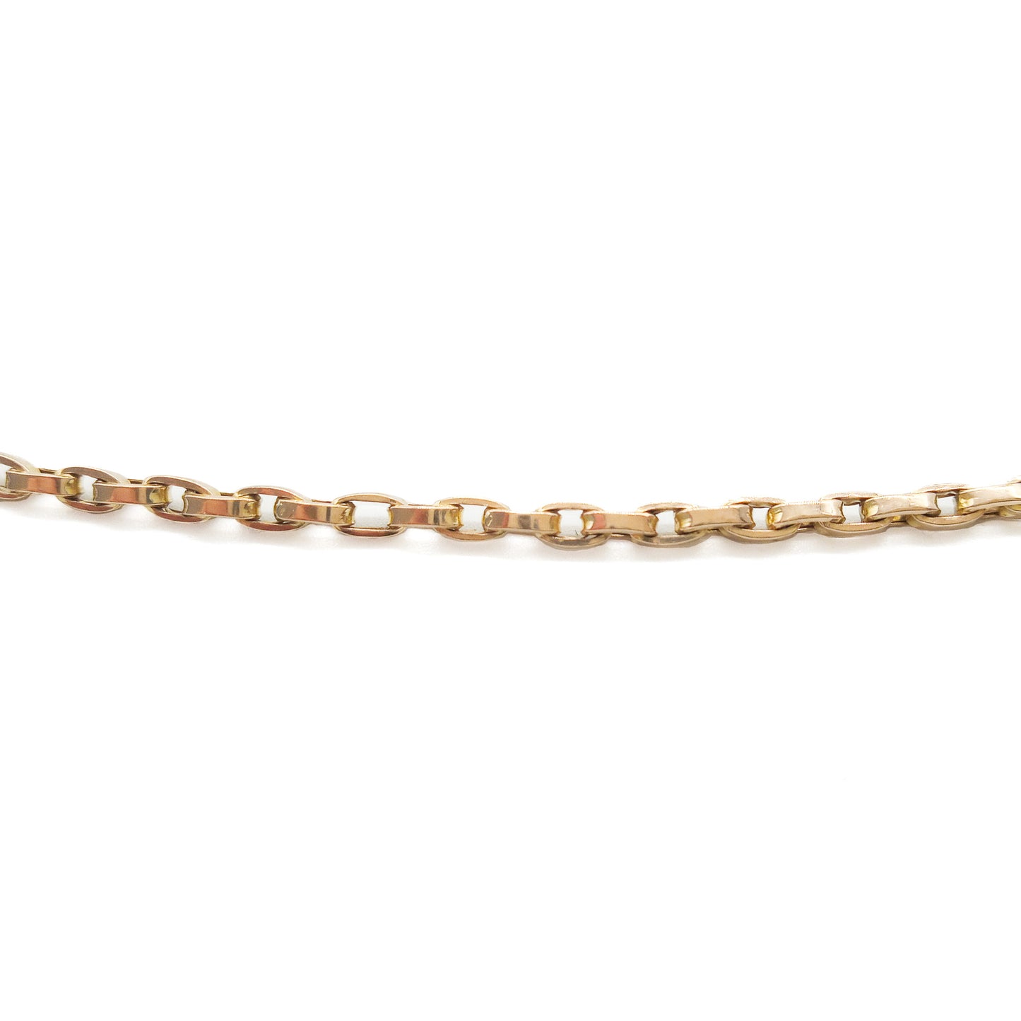 Classic 15ct rose gold Victorian box link chain with a double dog-clip clasp. Long enough to comfortably be worn as a triple chain.