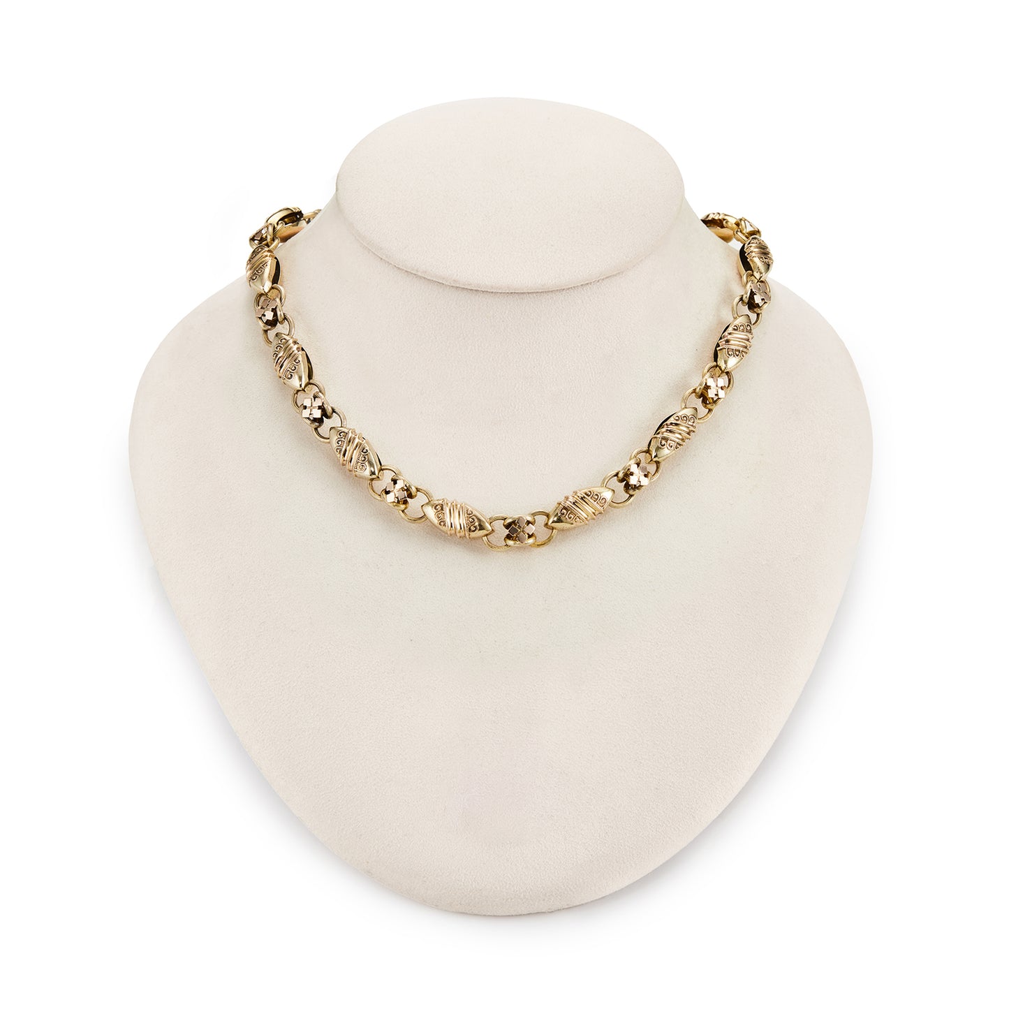 Stunning Victorian 15ct rose gold reversible ornate link chain. One side has exquisite detail and the reverse side is plain.