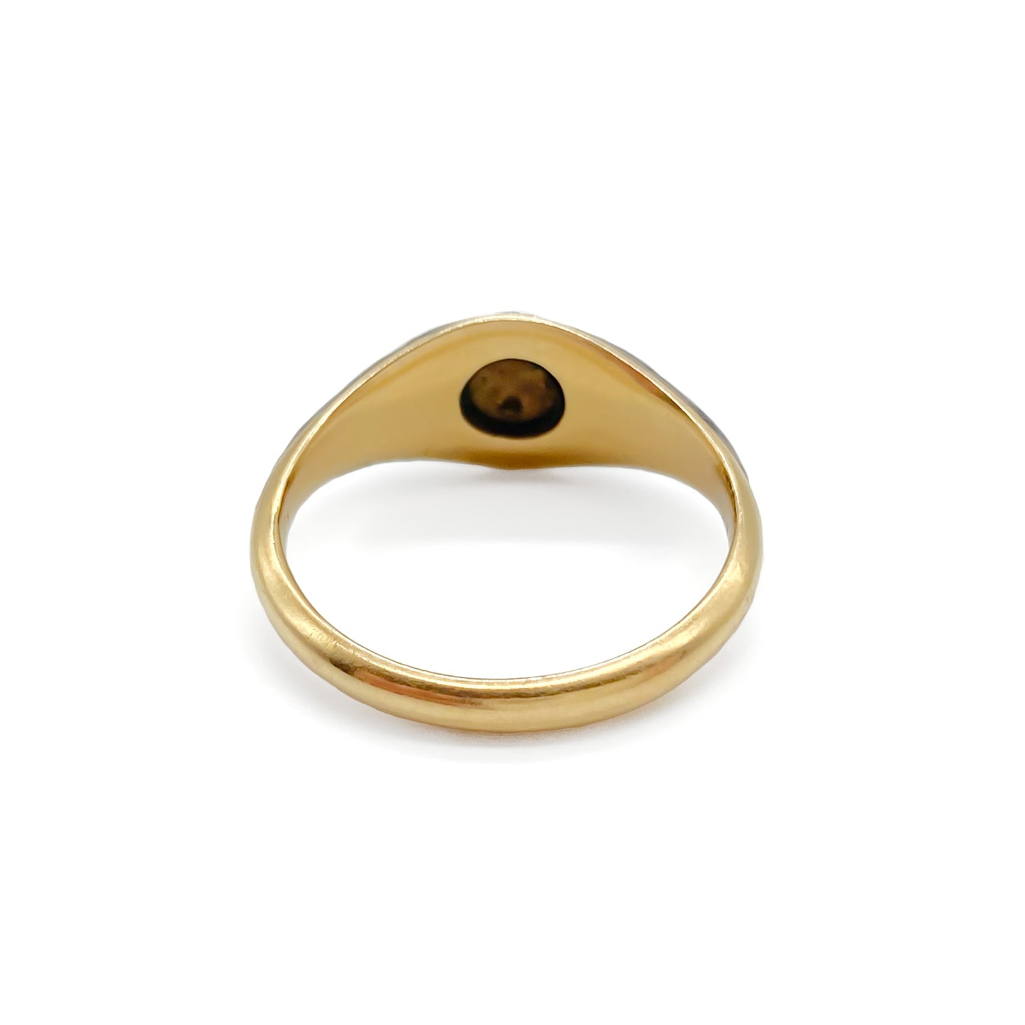 Victorian 18ct Gold Enamel and Pearl Mourning Ring