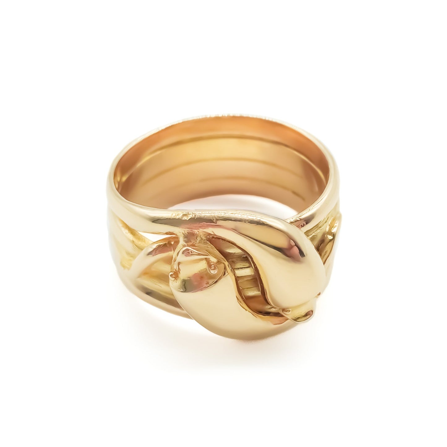 Stunning chunky Victorian 18ct gold ring with two intertwined serpents. Chester 1878.