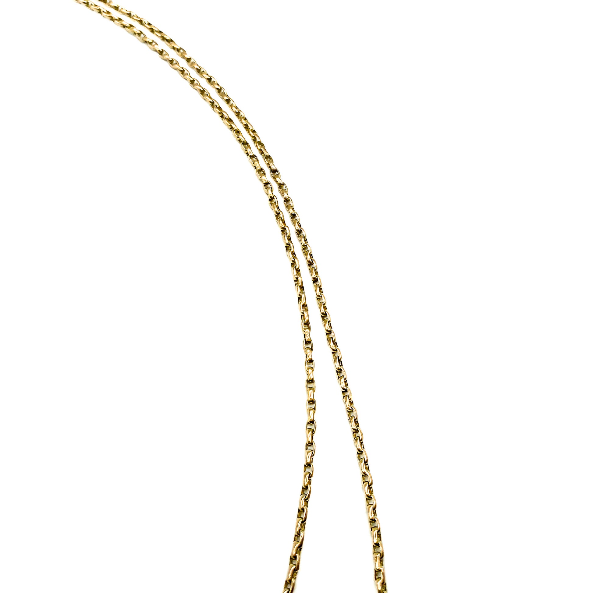 Stylish Victorian 9ct gold box link long guard chain with a dog-clip. Long enough to be draped around the neck two or three times.