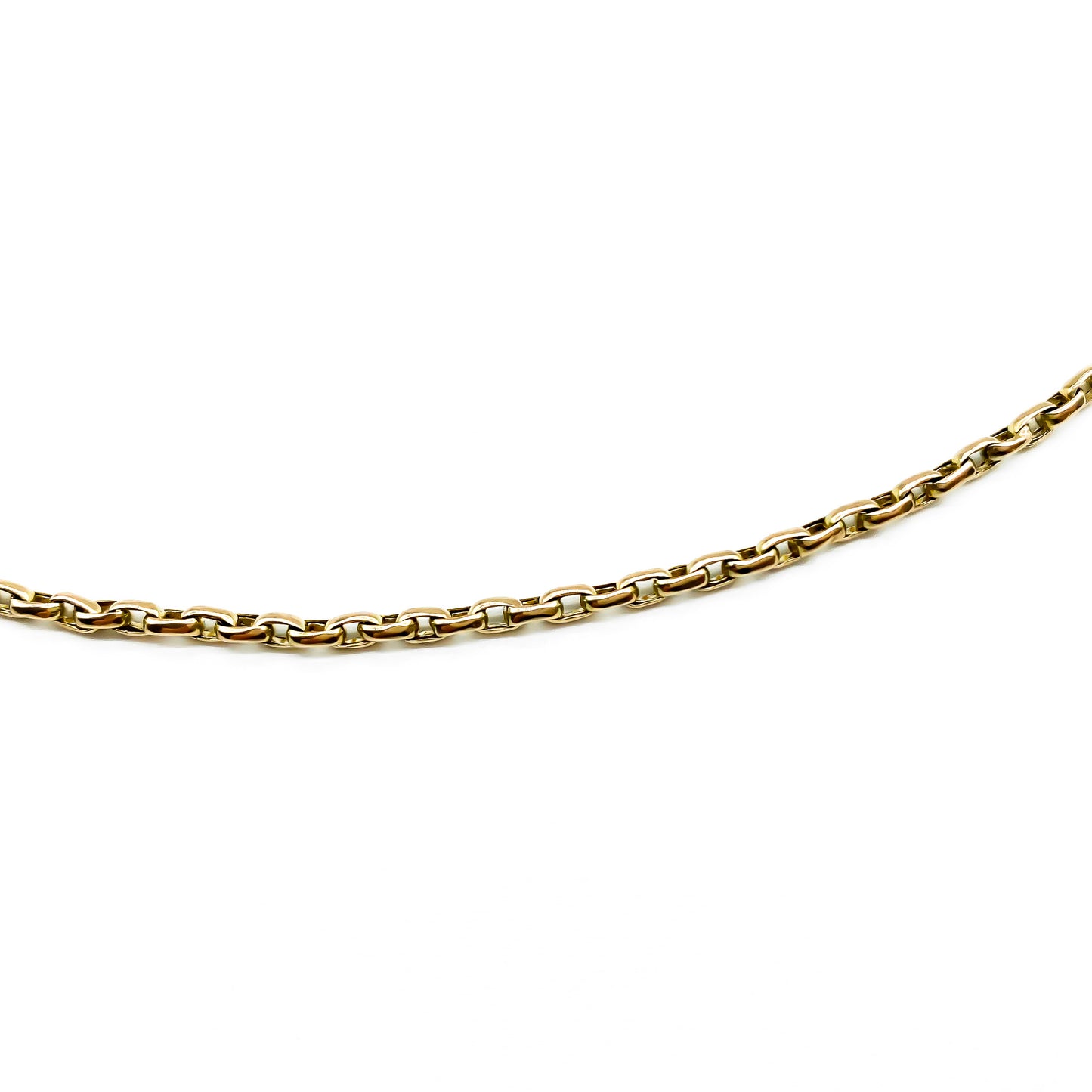 Stylish Victorian 9ct gold box link long guard chain with a dog-clip. Long enough to be draped around the neck two or three times.