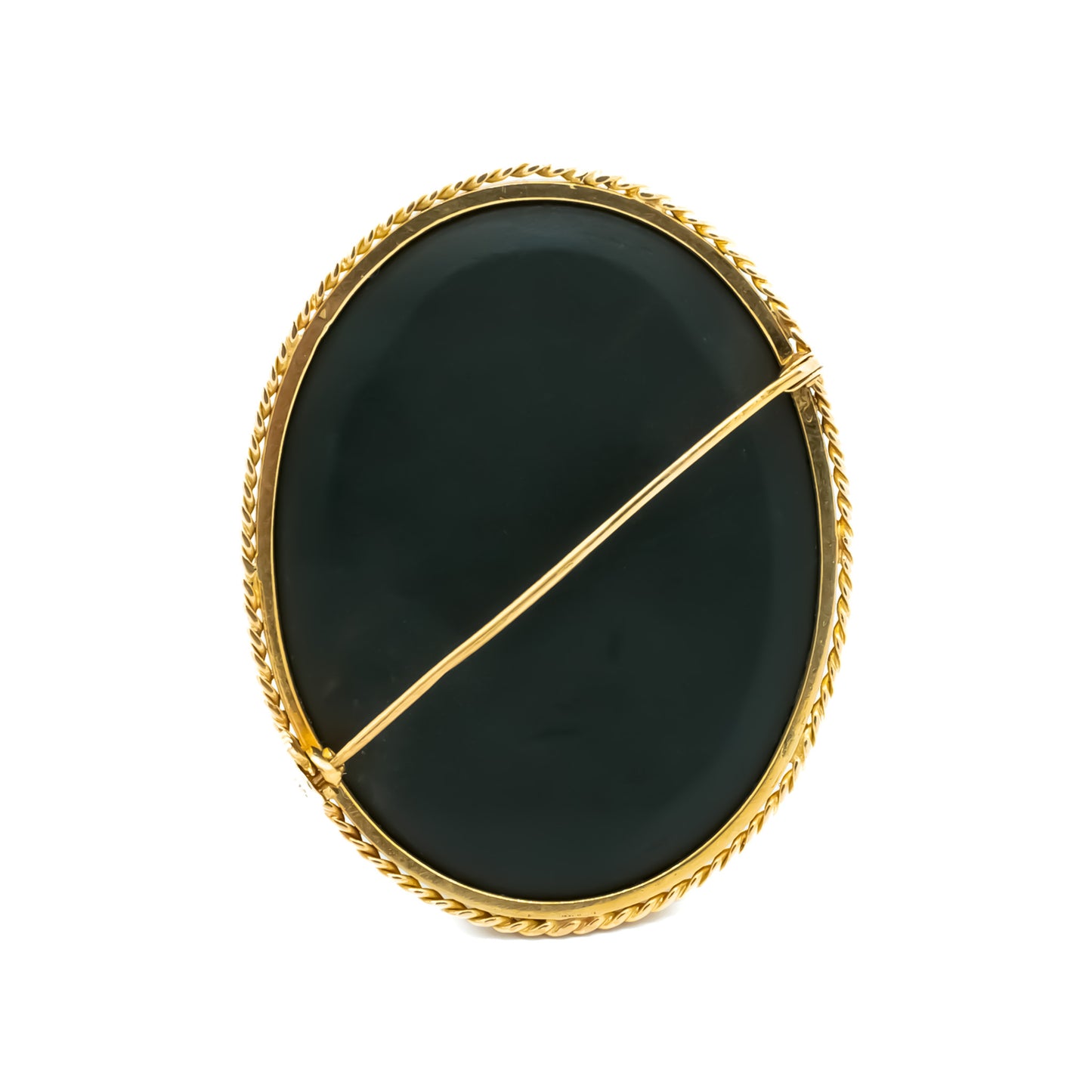 Sought-After Victorian 9ct gold natural stone Pietra Dura brooch depicting white flowers and dark green leaves.