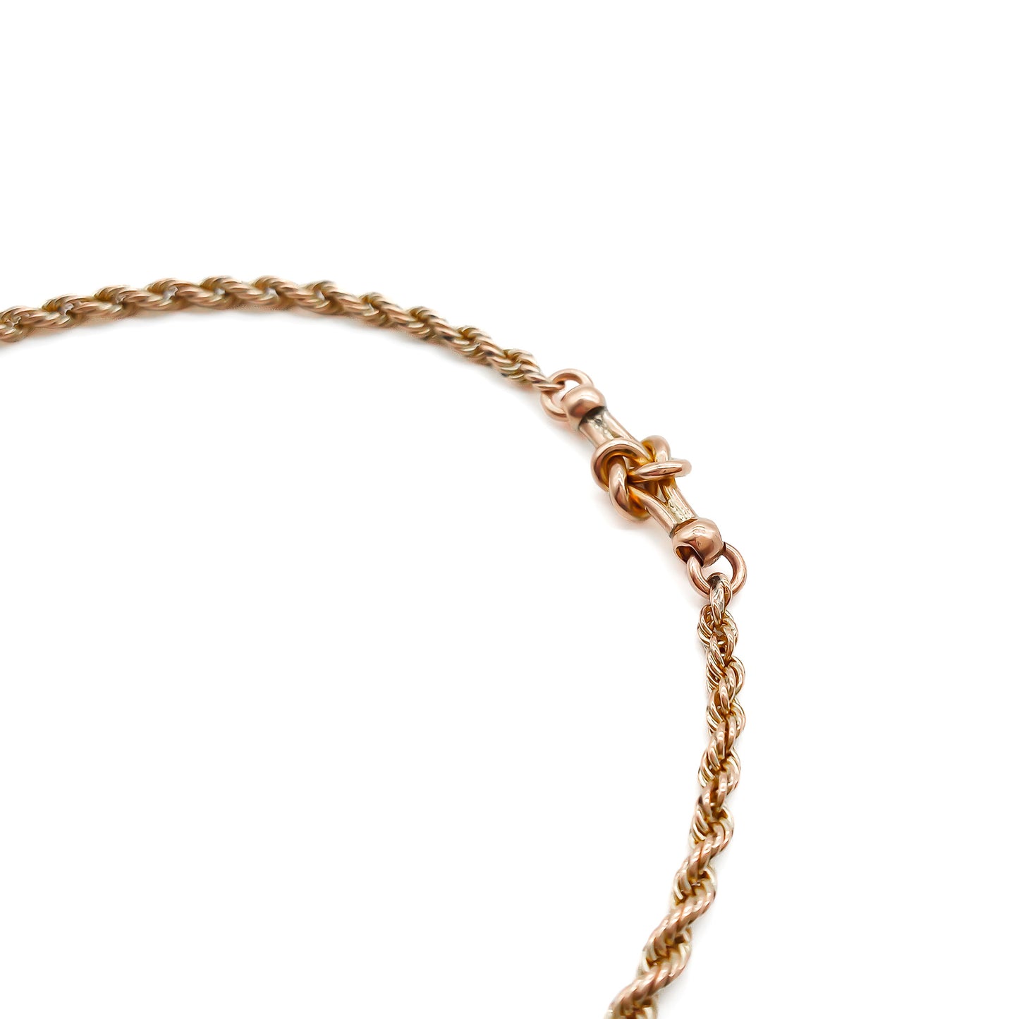 Very dainty Victorian 9ct rose gold albertina with a dog clip and T-bar.