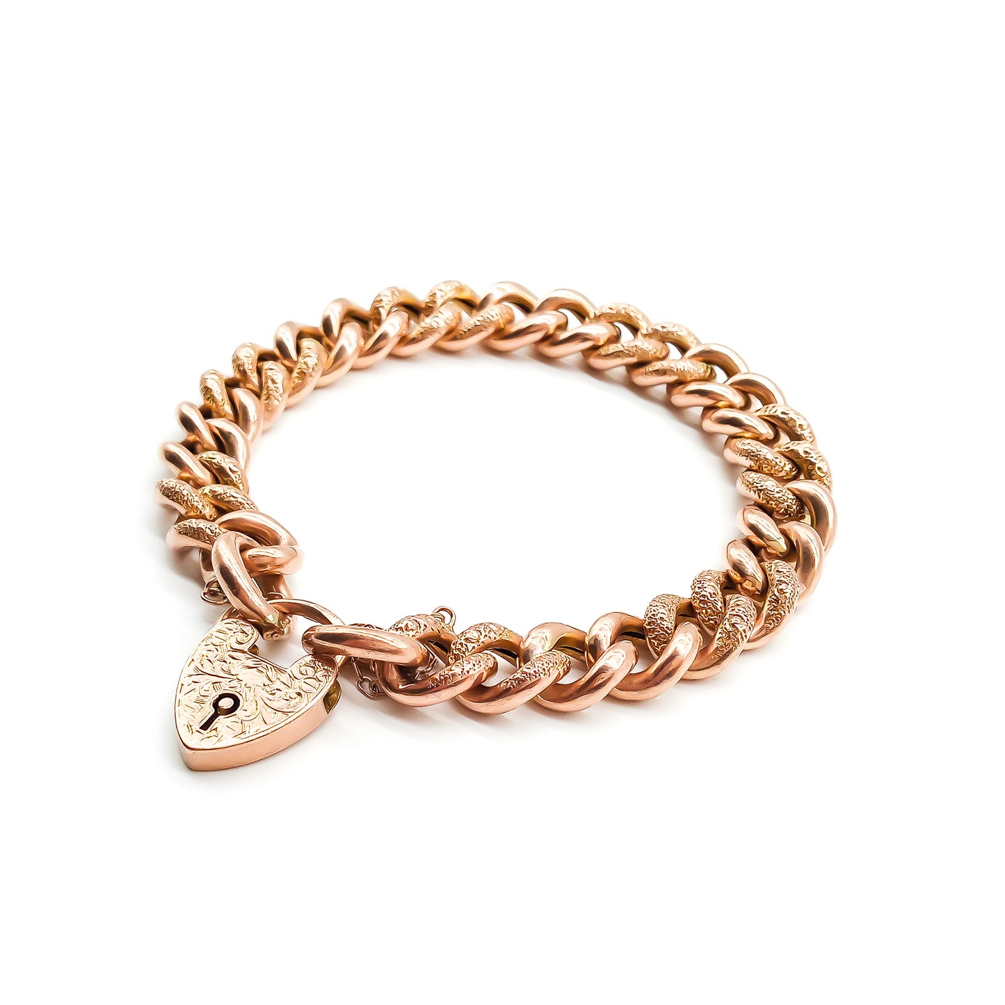 Victorian 9ct Rose Gold Bracelet with Padlock