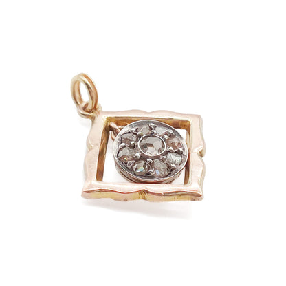 Lovely Victorian rose gold pendant with a diamond chip encrusted centre drop.