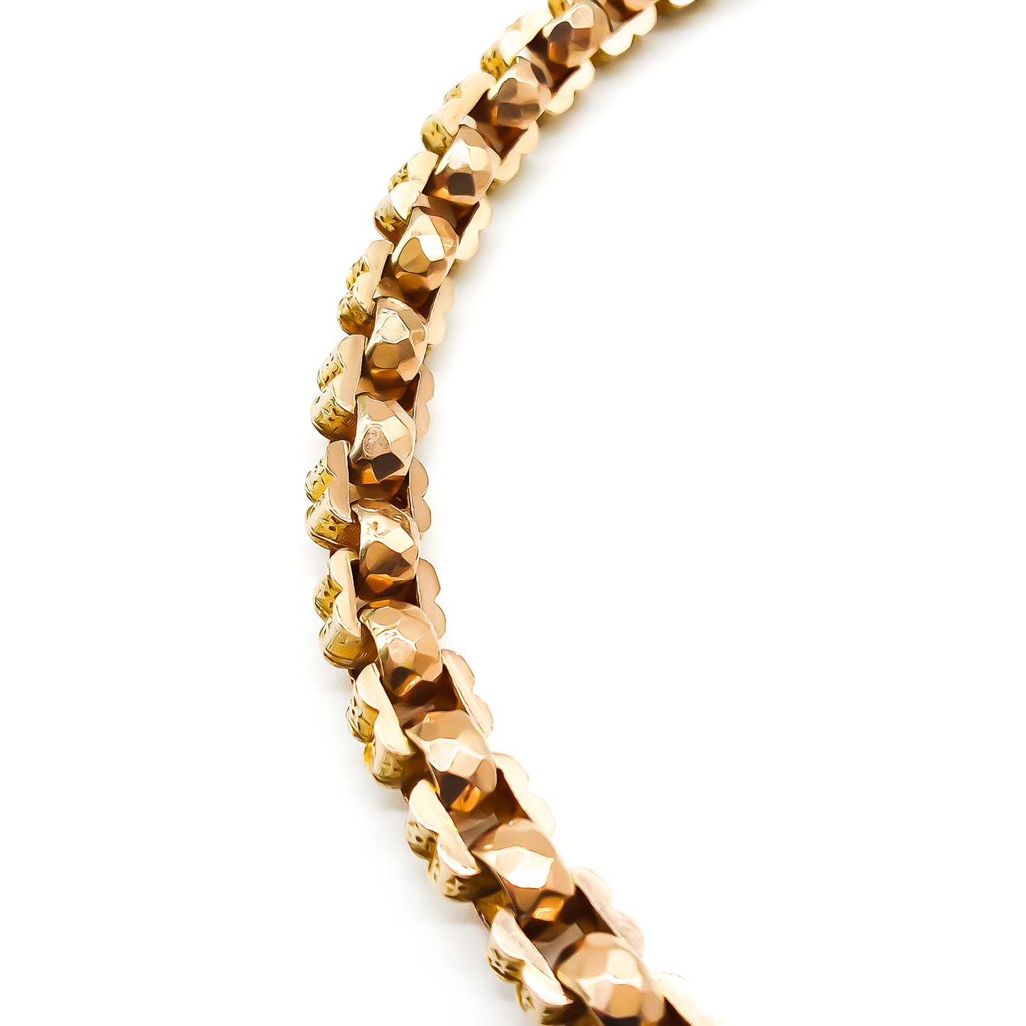 Gorgeous Victorian 9ct rose gold fancy link fob chain with two dog-clips and a T-bar. Can be draped around the wrist twice to be worn as a bracelet.