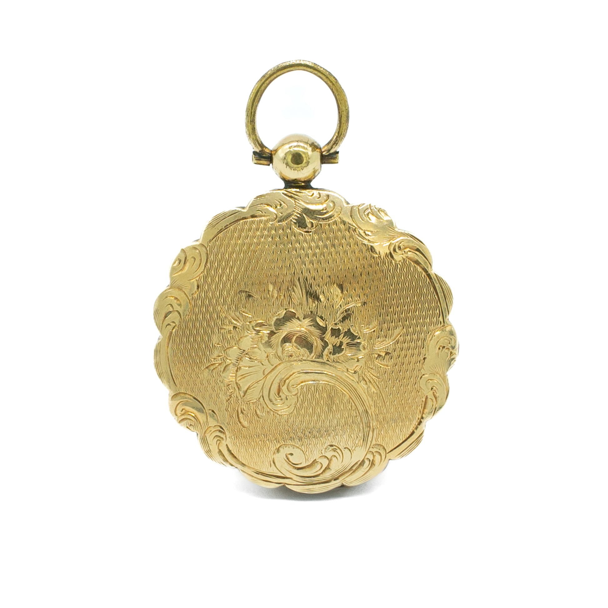Pretty Victorian gold cased pendant with beautiful engraving.