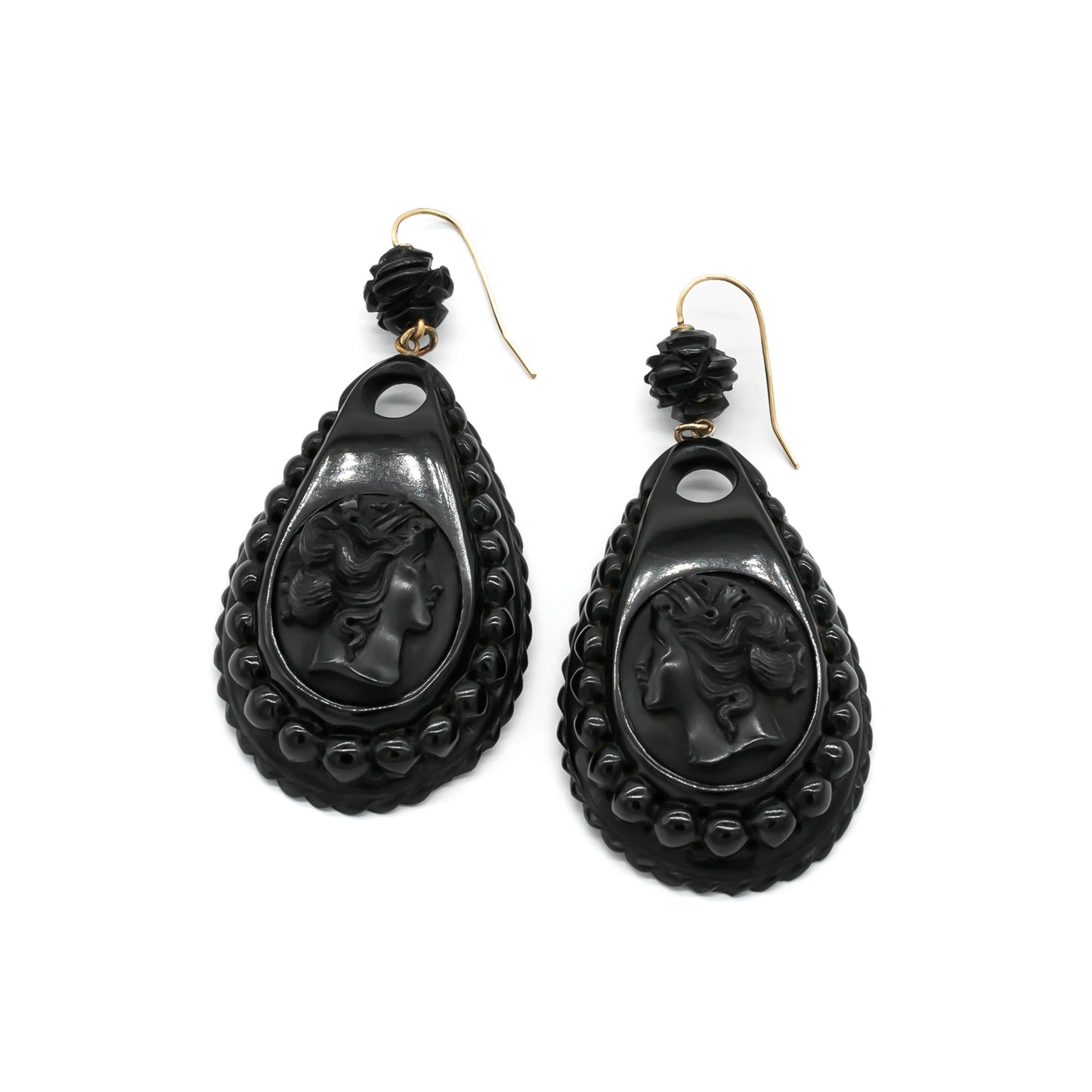 Victorian Jet Cameo Earrings