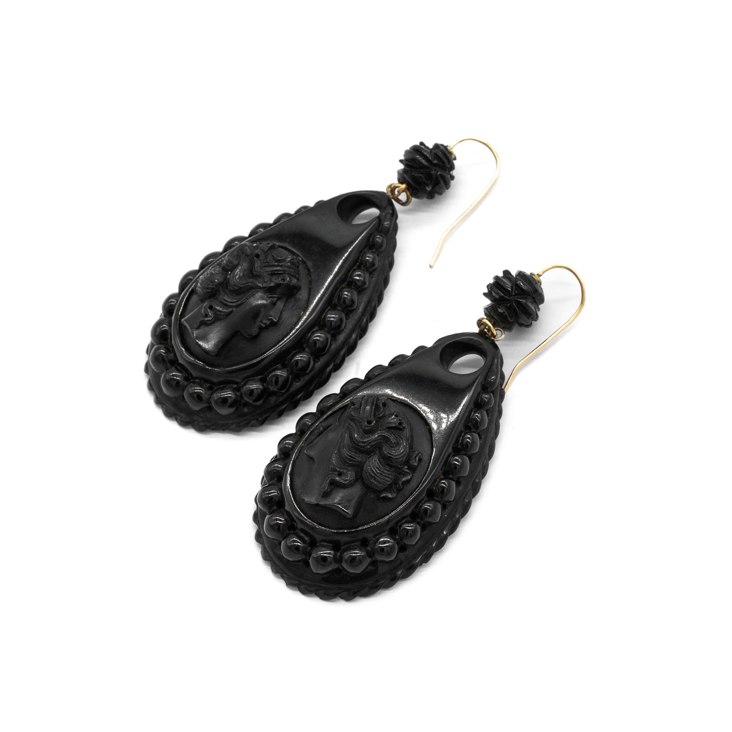 Victorian Jet Cameo Earrings