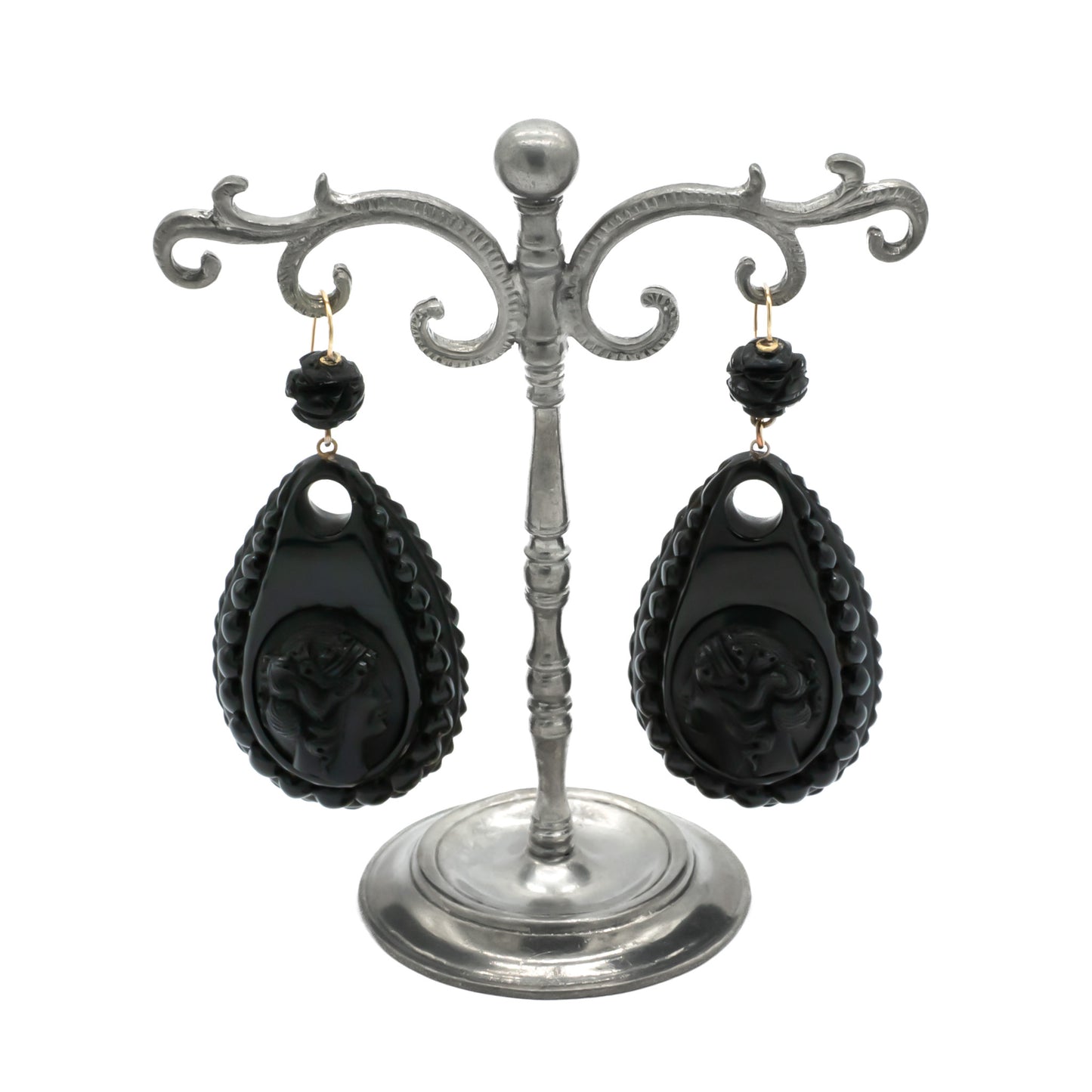 Victorian Jet Cameo Earrings