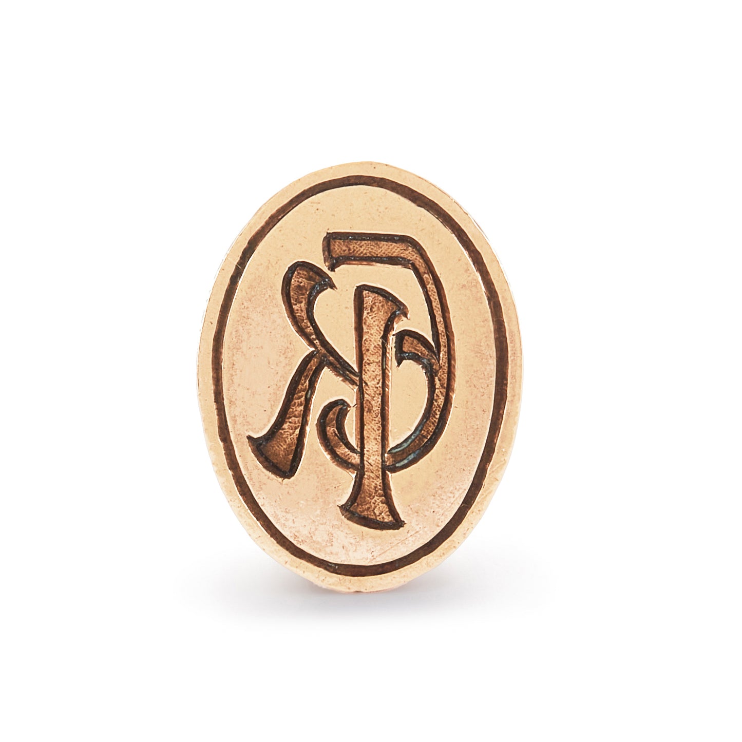 Charming Victorian rose gold-cased fob seal with fancy script initials and ornate detail.