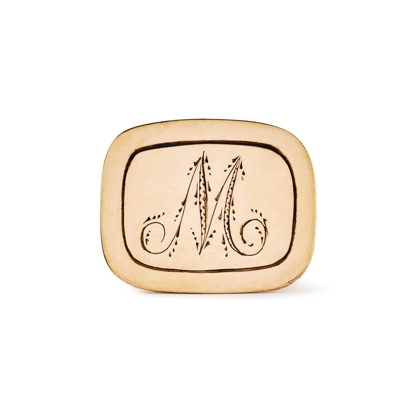 Magnificent Victorian rose gold cased seal with an ornate engraving of a capital ‘M’.