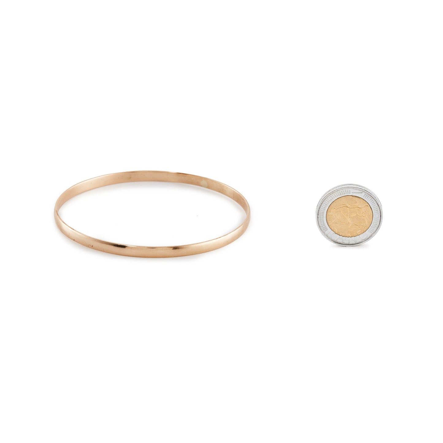 Classic vintage 9ct rose gold d-shaped bangle.