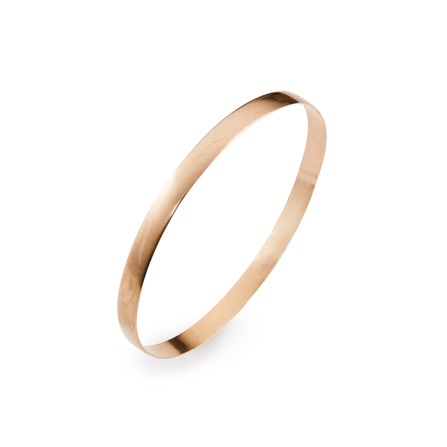 Classic vintage 9ct rose gold d-shaped bangle.