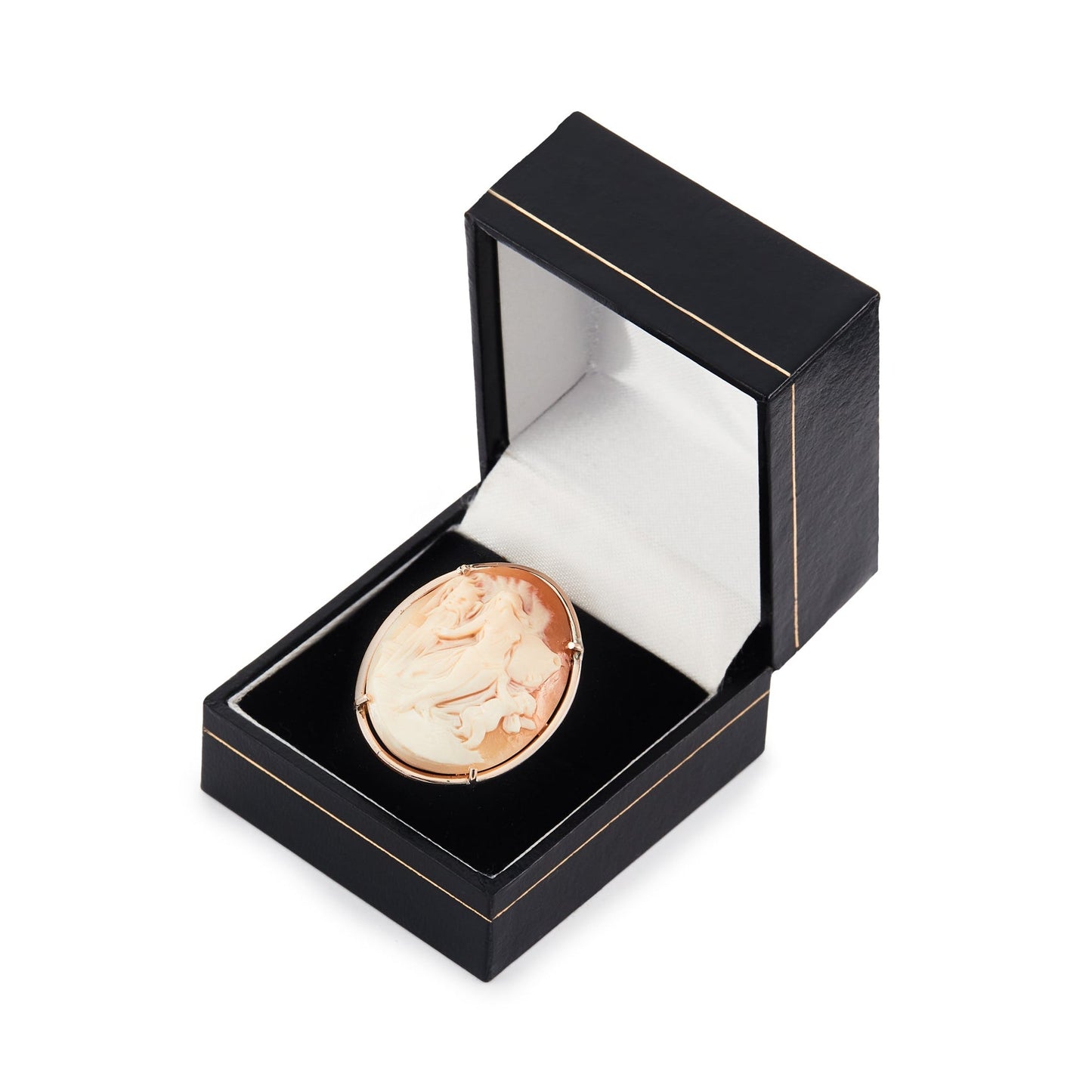 Lovely 9ct rose gold vintage ring, set with a large, elaborately-carved cameo.
