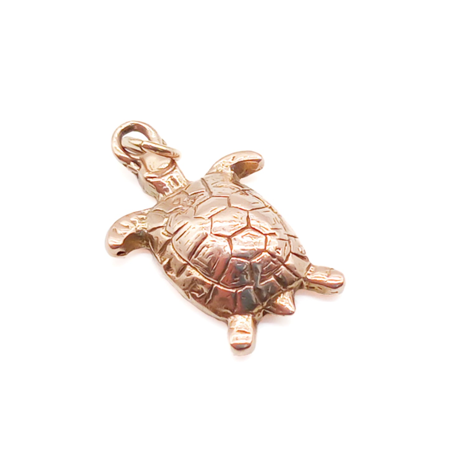 Charming 9ct rose gold turtle charm. Ideal to be worn as a pendant.