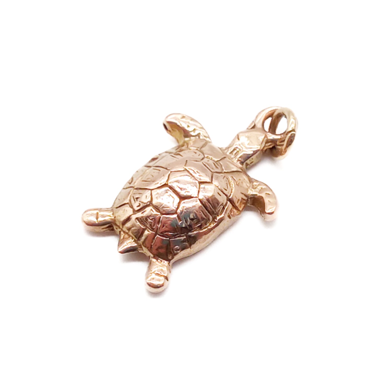 Charming 9ct rose gold turtle charm. Ideal to be worn as a pendant.