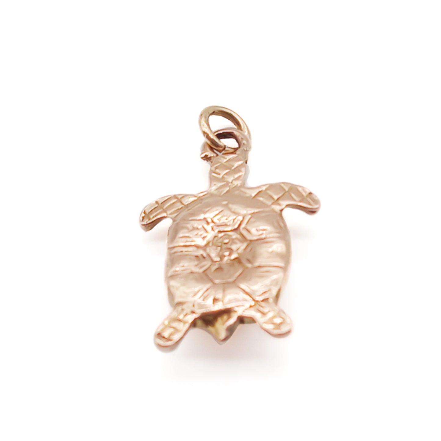 Charming 9ct rose gold turtle charm. Ideal to be worn as a pendant.