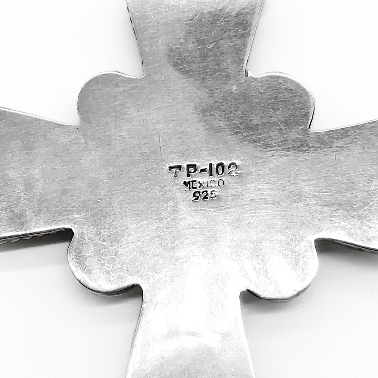Magnificent oxidised sterling silver Mexican cross pendant set with amethyst, turquoise and coral gemstones. Handmade.
