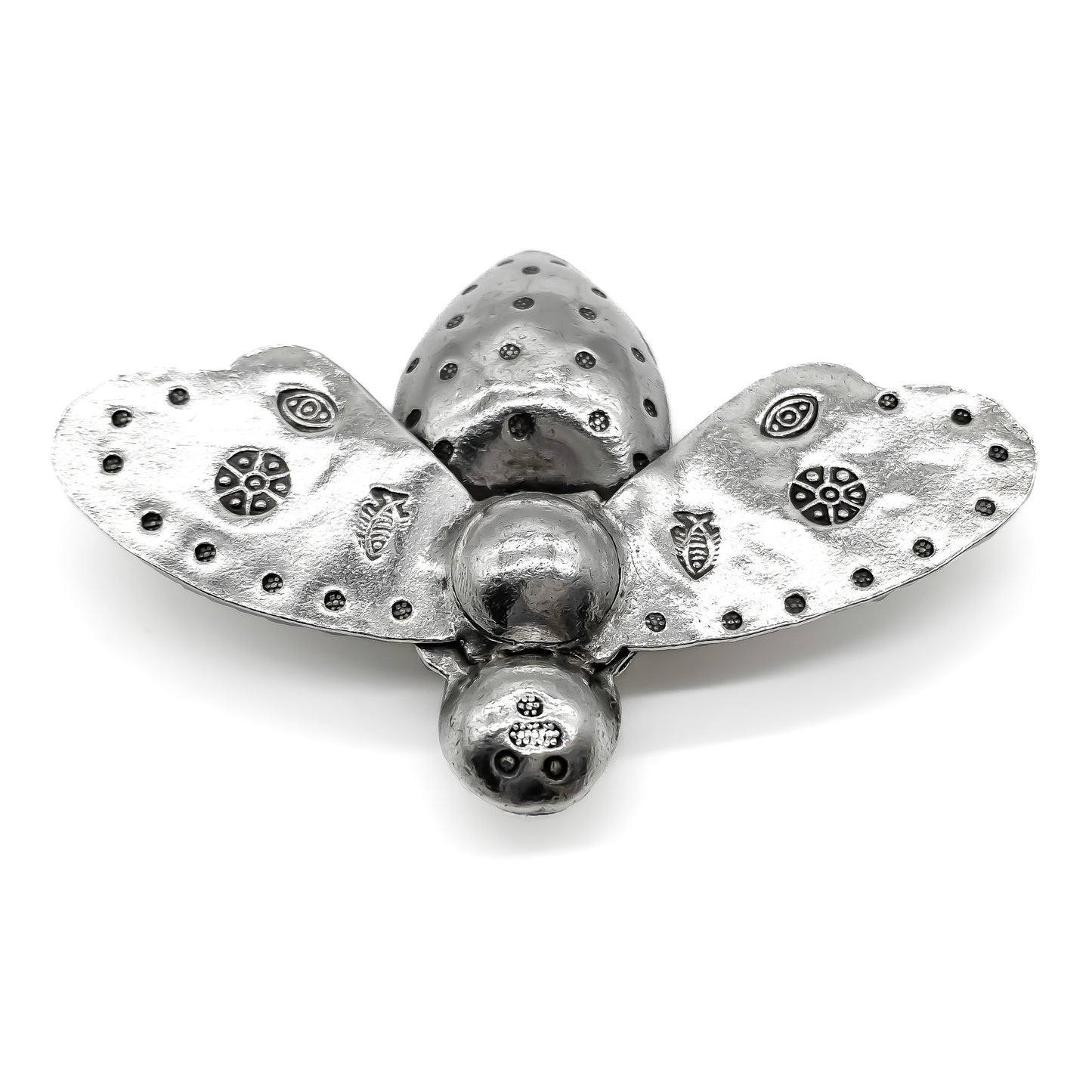 Very charming chunky vintage silver bee pendant.