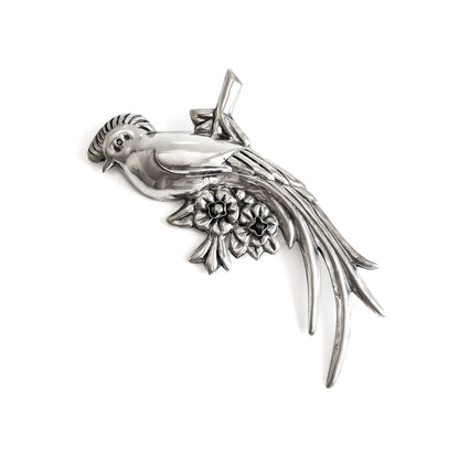 Stunning very large silver Mexican repoussé bird brooch.  Circa 1940’s