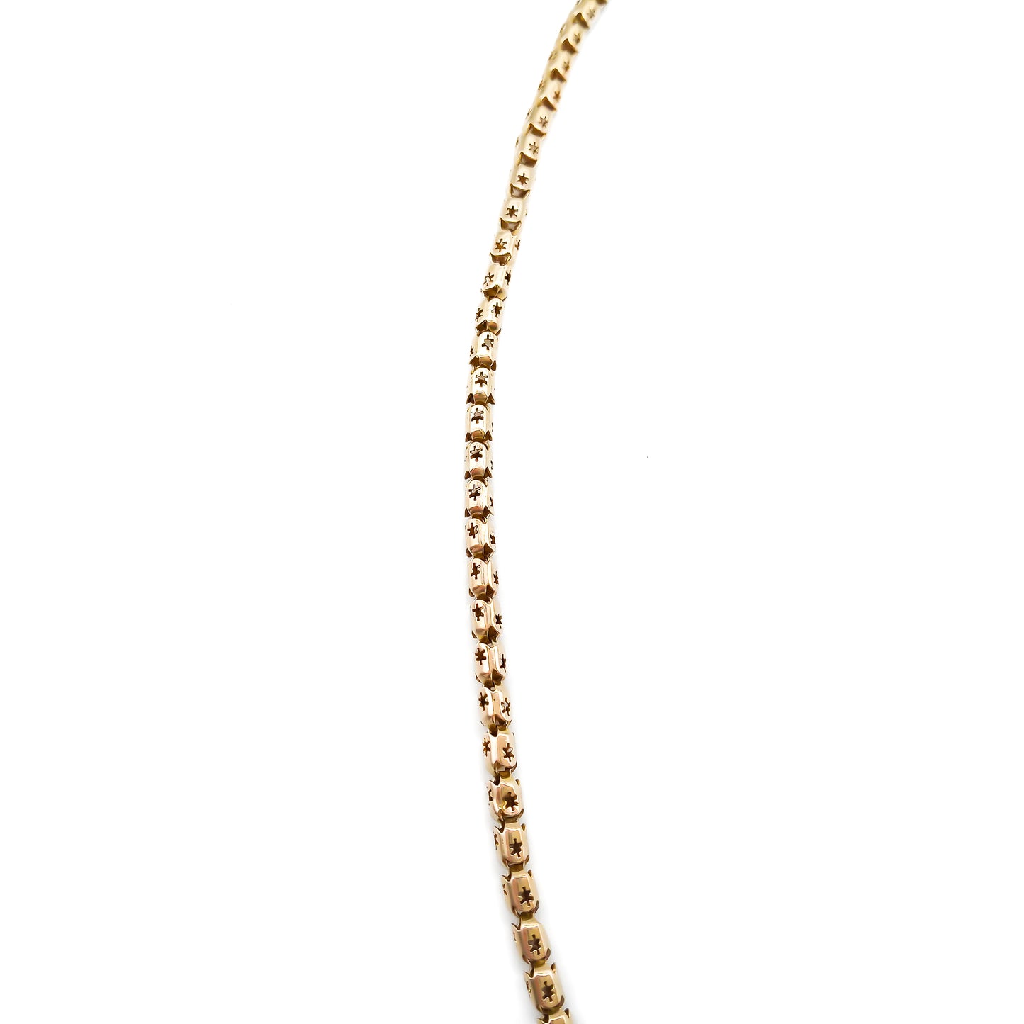 Lovely 9ct gold Victorian rope link chain with an ornate seal, t-bar, round sliders and a dog-clip.