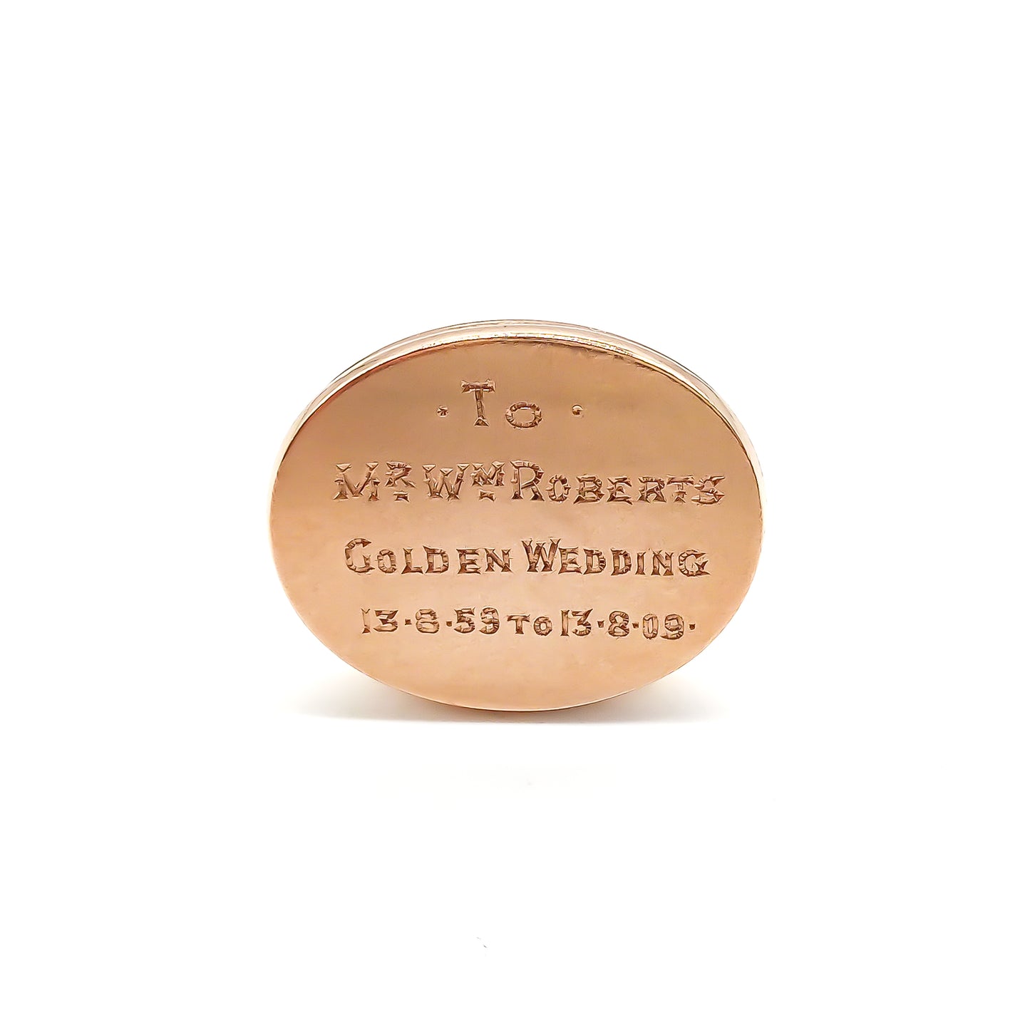 Unique Victorian 9ct rose gold seal inscribed with message.