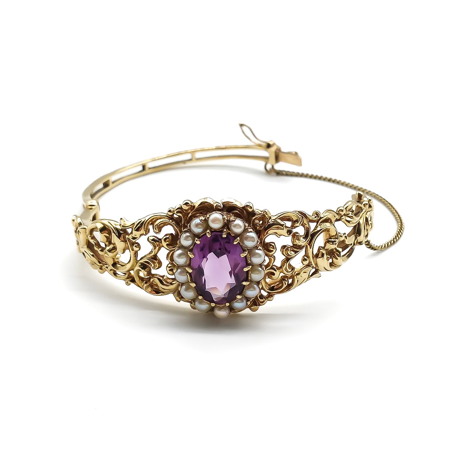 Vintage 9ct Gold Amethyst Bangle