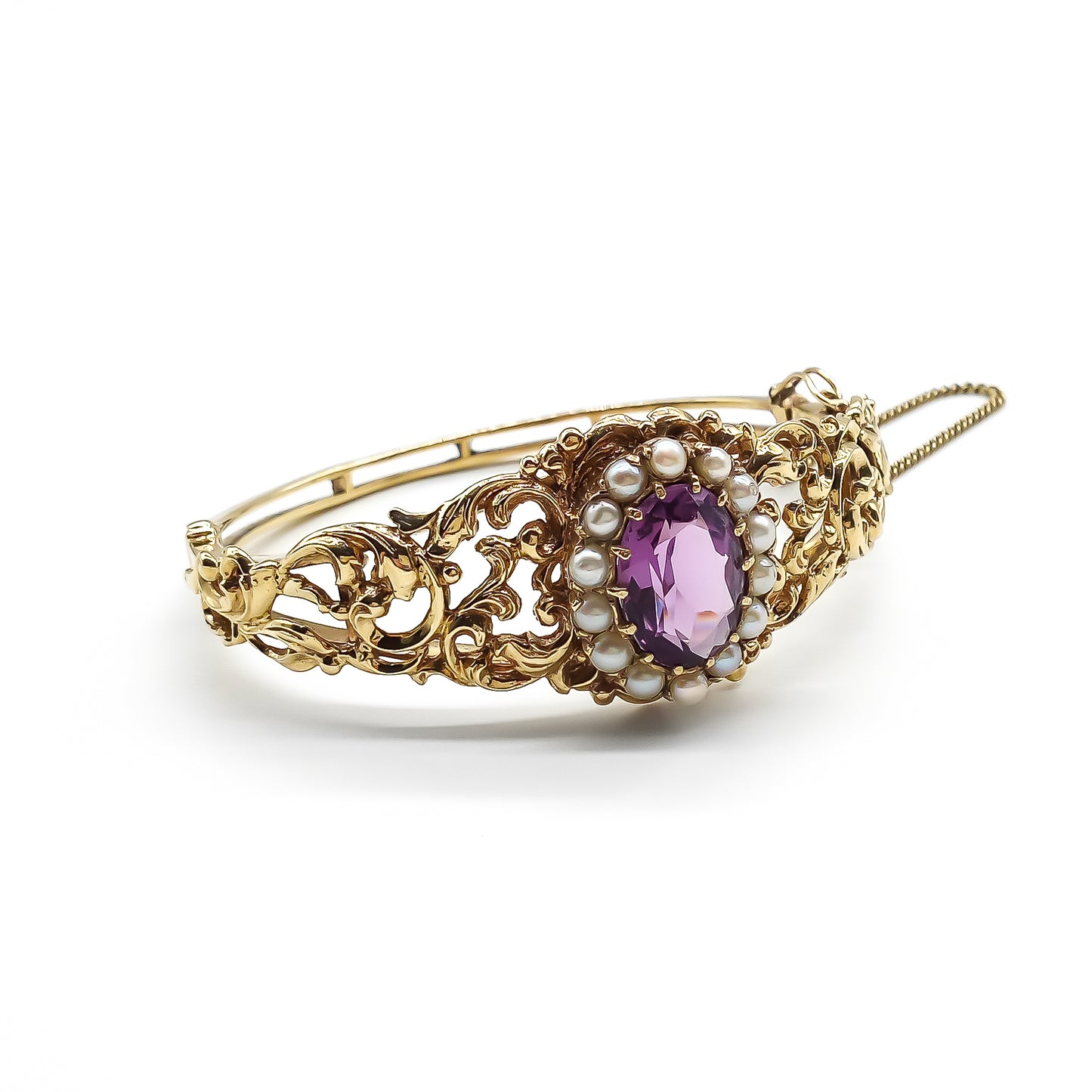 Vintage 9ct Gold Amethyst Bangle