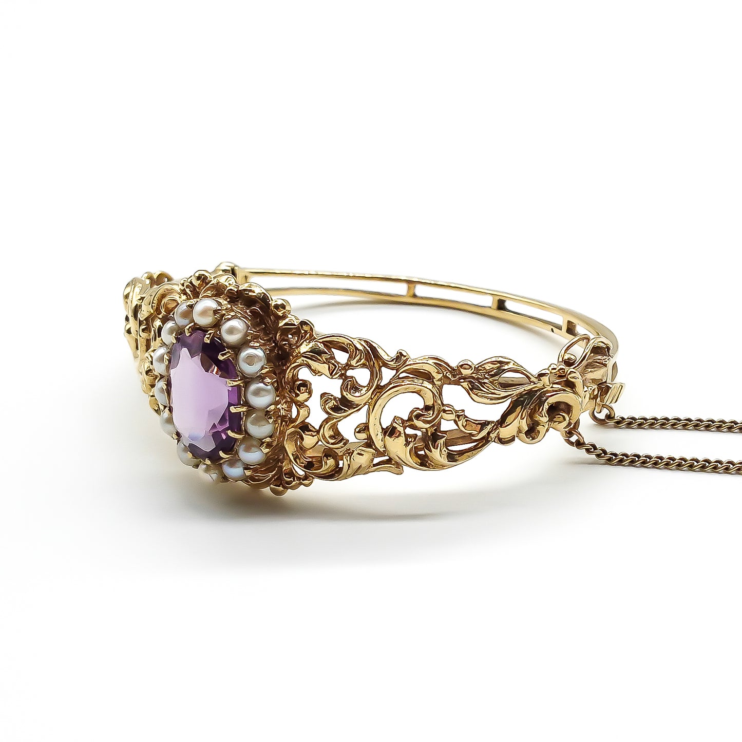 Vintage 9ct Gold Amethyst Bangle