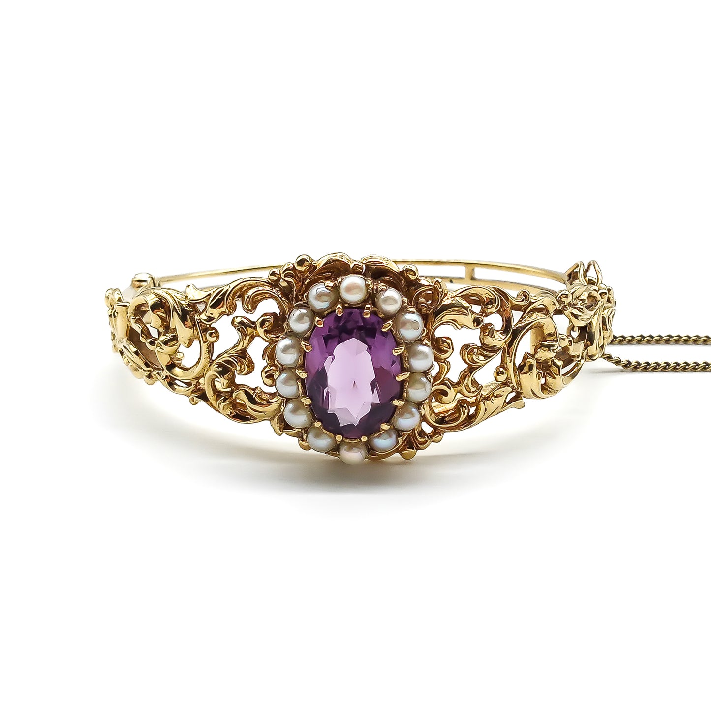 Vintage 9ct Gold Amethyst Bangle