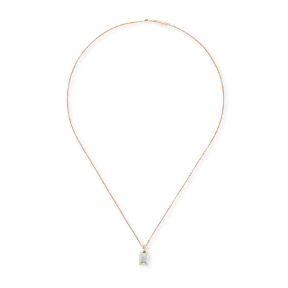 Lovely emerald-cut aquamarine in a 14ct gold pendant setting, on a 9ct gold chain.