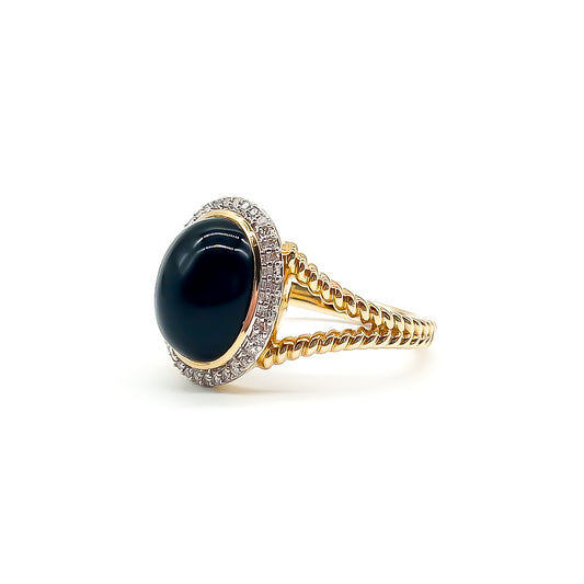 14ct Gold Onyx and Diamond Ring