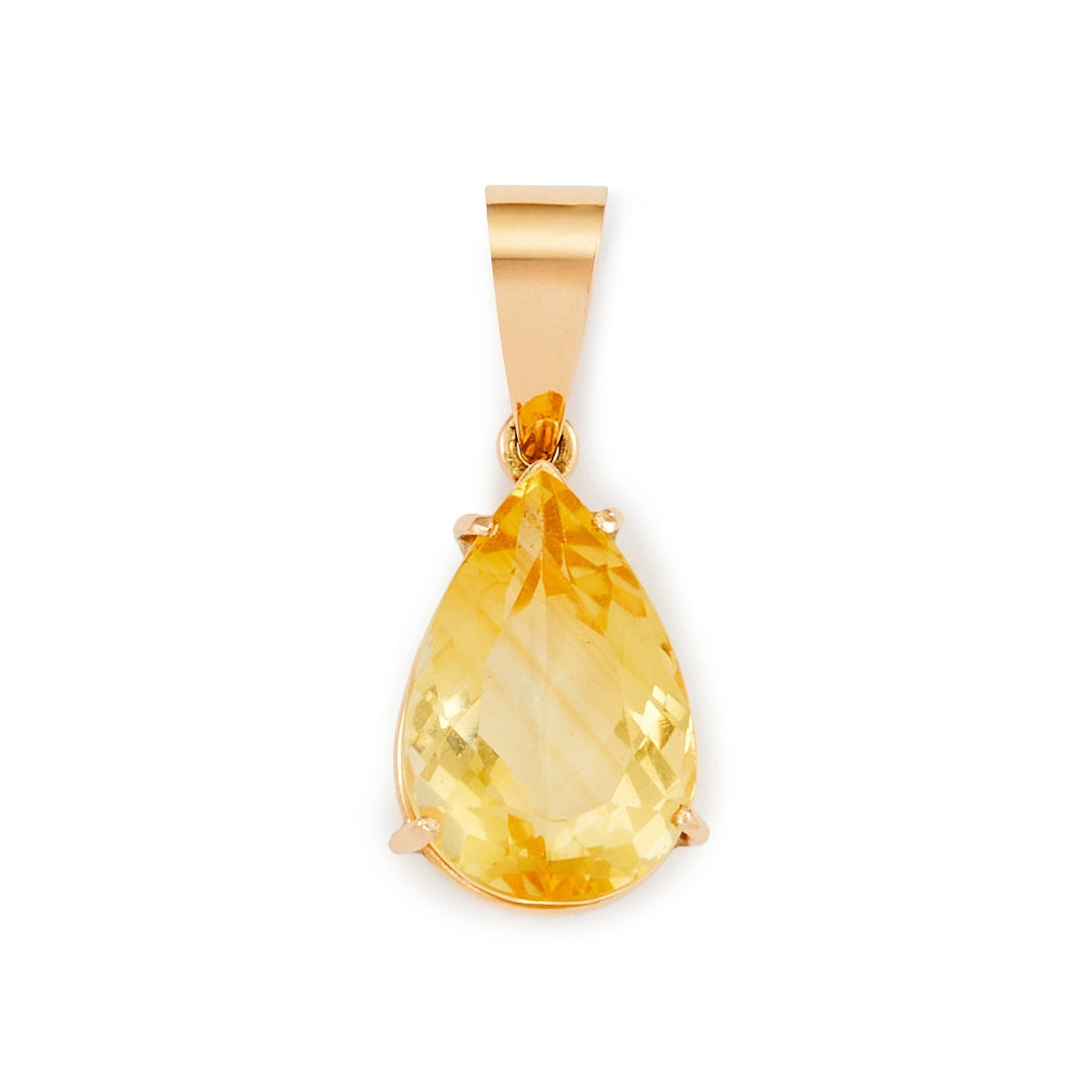 Stylish vintage 15ct rose gold pendant set with a beautifully faceted teardrop citrine.