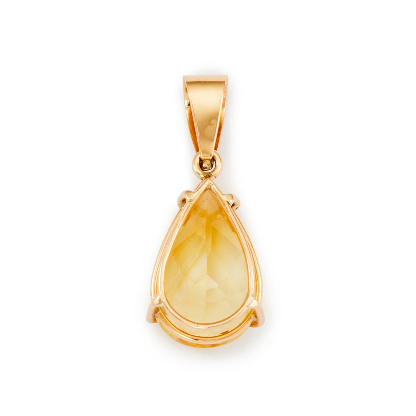 Stylish vintage 15ct rose gold pendant set with a beautifully faceted teardrop citrine.