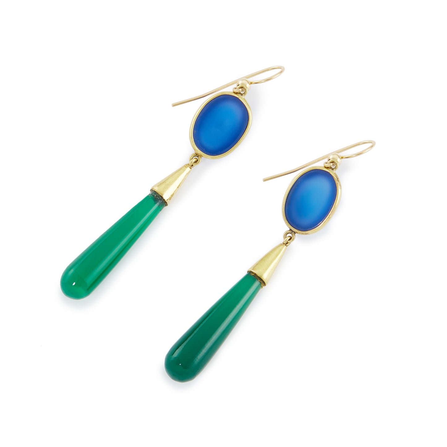 18ct Gold Chrysoprase and Sodalite Earrings