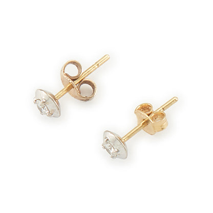 Classic 18ct white and yellow gold diamond stud earrings.