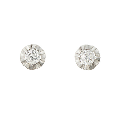 Classic 18ct white gold stud earrings, each with a 0.20ct diamond in a six claw setting. Argentina.