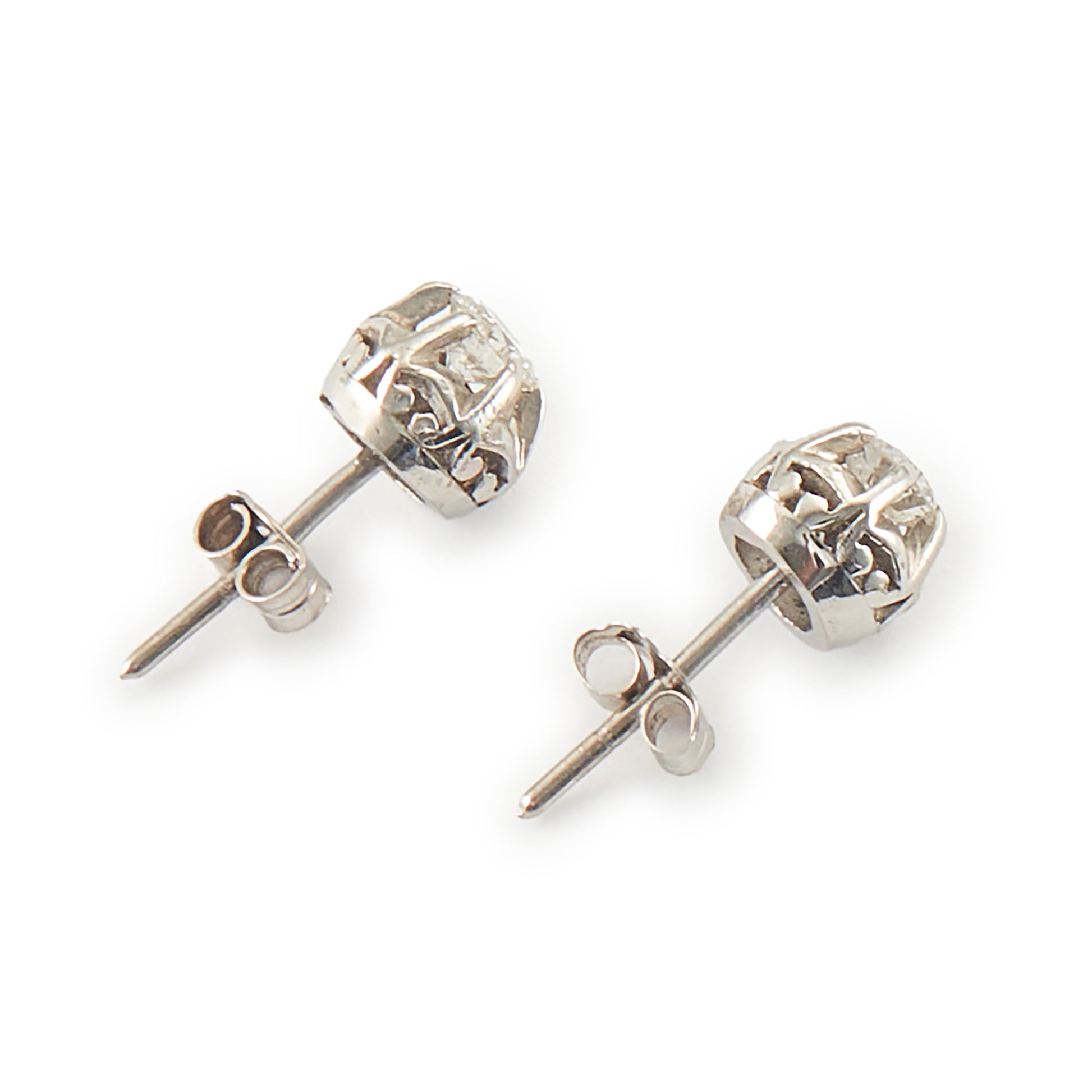 Classic 18ct white gold stud earrings, each with a 0.20ct diamond in a six claw setting. Argentina.
