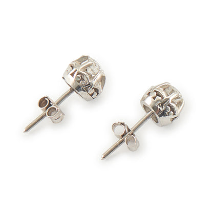 Classic 18ct white gold stud earrings, each with a 0.20ct diamond in a six claw setting. Argentina.

