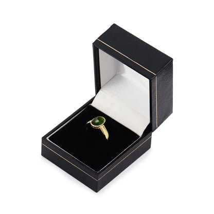 Elegant vintage 18ct yellow gold ring with a deep green tourmaline in a tube setting.