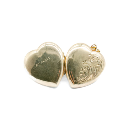 Pretty 9ct gold back-and-front locket with beautiful engraving detail.