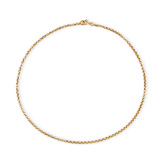 Classic vintage 9ct gold belcher link chain with a bolt ring clasp.