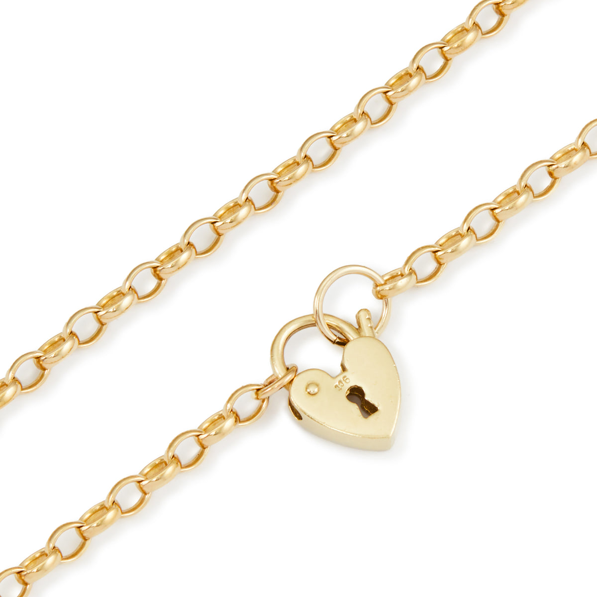 Charming 9ct yellow gold belcher link bracelet with a miniature padlock.