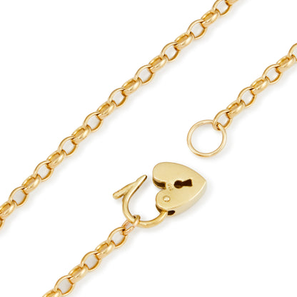 Charming 9ct yellow gold belcher link bracelet with a miniature padlock.